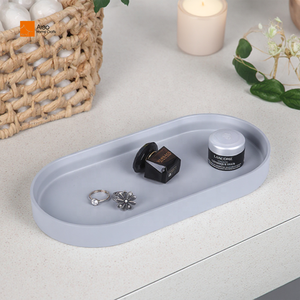 Tùy chỉnh sang trọng khách sạn màu xám polyresin phục vụ khay Vanity chăm sóc da đồ trang sức đính Organizer nhựa phòng tắm Countertop trang trí nội thất - Product Image 1