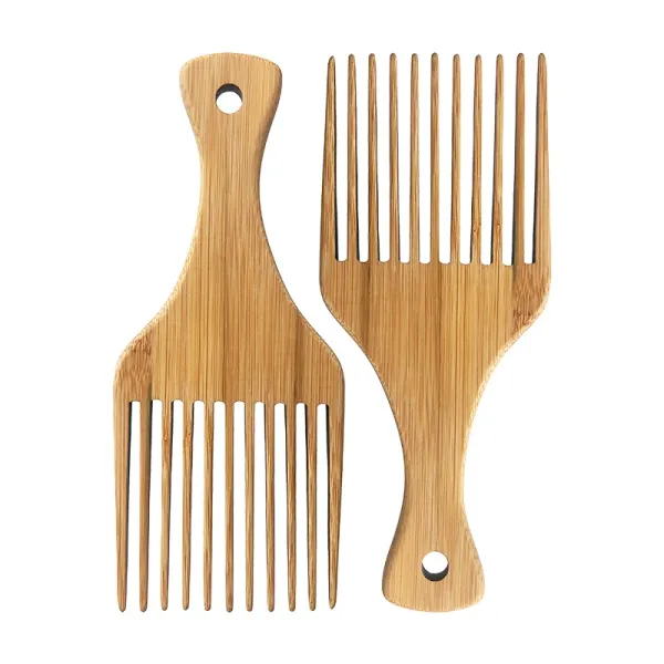 Hot bán chuyên nghiệp biểu tượng tùy chỉnh Lược tre afro phong cách râu lược tóc Pick afro Pick Comb