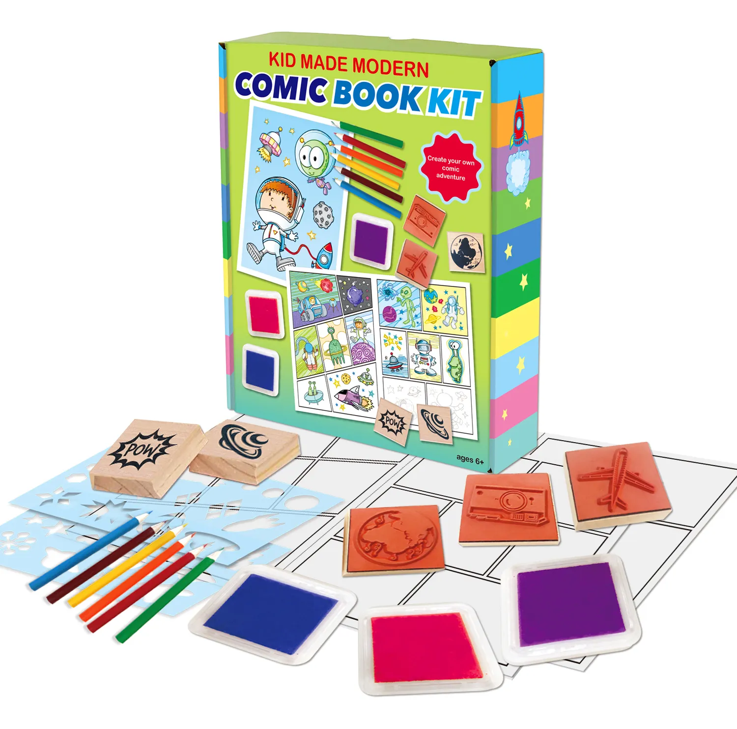 Nuovo Design Space Kids Comic Book Kit fai da te Stamp Craft set Kids Arts And Craft Toys