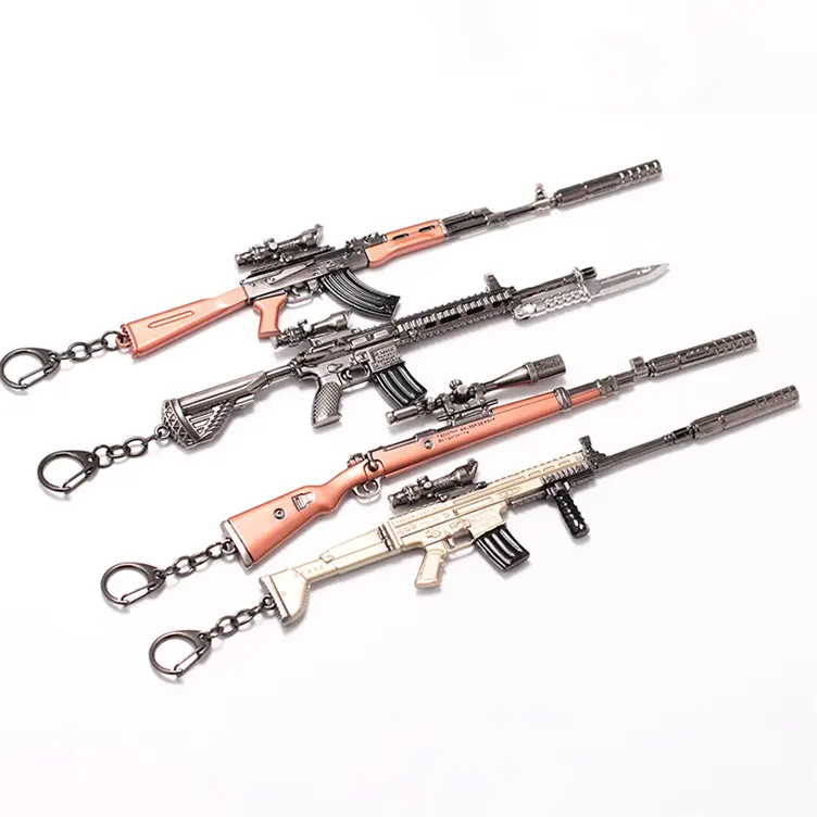 Oyunları modeli zarif Mini silah bıçak keymetal metal fanlar anahtar RingSub makinesi otomatik tüfek anahtarlık