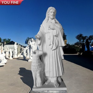 Youfine nhà máy Tay Chạm Khắc tùy chỉnh Christian Nhà thờ cuộc sống Kích thước đá cẩm thạch thiêng liêng trái tim Jesus Christ tượng để bán - Product Image 4