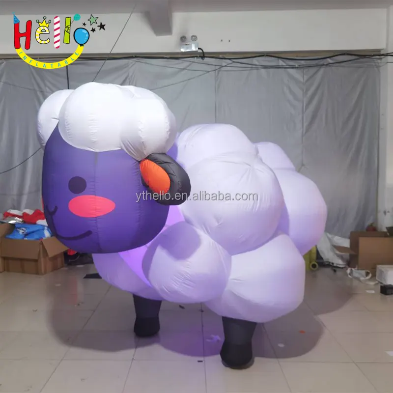 Carnaval caminando ropa de espectáculo inflable disfraz de oveja inflable mascota animal inflable traje de oveja