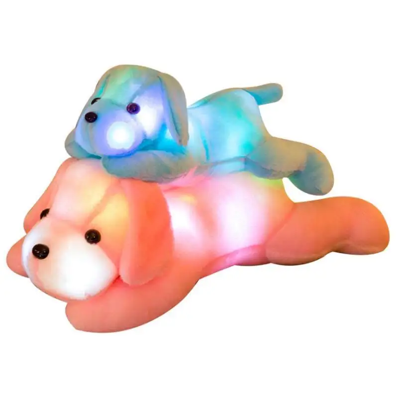 Año Nuevo 50/70CM de longitud de alta calidad luz nocturna creativa LED perro encantador juguetes de peluche nieve peluche perro juguete