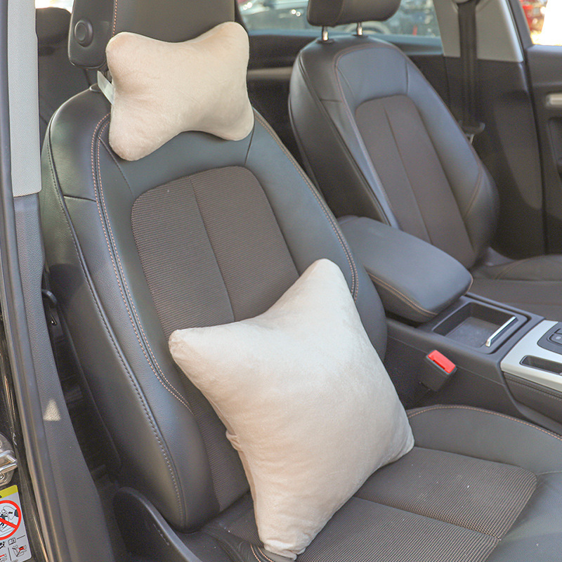Beige headrest and lumbar support