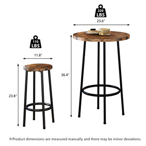 美国仓库3件套酒吧桌椅套装现代厨房柜台高度小空间餐桌套装 - Product Image 6