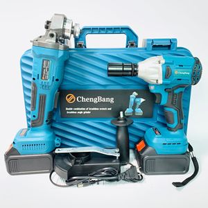 一套2pcs 20v电动工具套件可充电锂无刷电动角磨机C01无绳扳手组合工具组 - Product Image 1