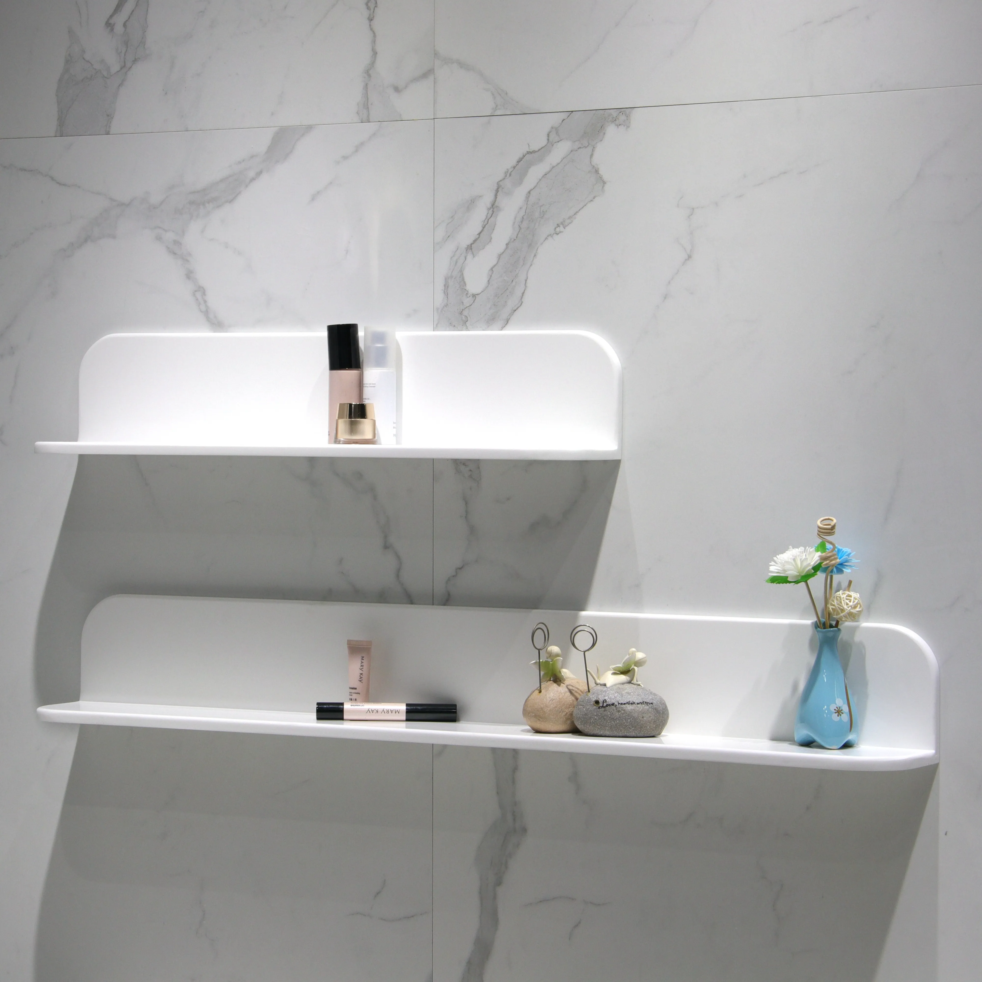 Prateleira para superfície de resina, prateleira de canto de banheiro com pedra/prateleira decorativa de canto chuveiro/prateleira de parede de canto