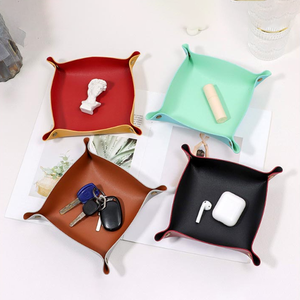 Đơn giản và giá rẻ PU da lưu trữ khay trang trí bàn khay Vanity catchall Khay bàn tổ chức cho các phím & điều khiển từ xa - Product Image 2