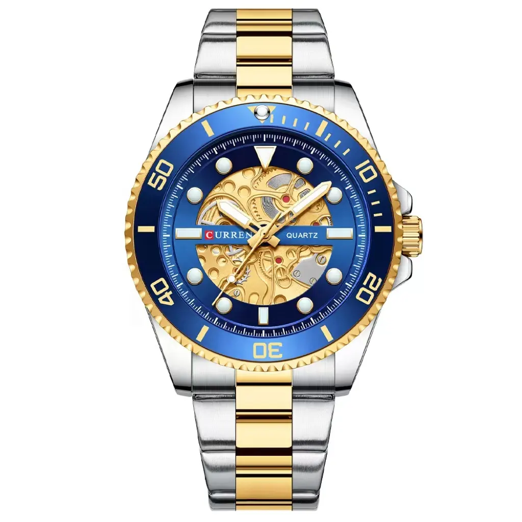 Curren relógios de pulso de alta qualidade, relógios retrô esportivos para homens, impermeáveis, clássico, aço inoxidável, relógio de quartzo para pulso