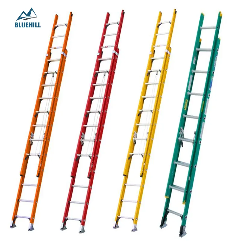 Hoge Sterkte Pultrusion Veiligheid Lichtgewicht 24 Stap 28 Ft 5M 9 M Glijbaan Glasvezel Extension Ladder Escaleras