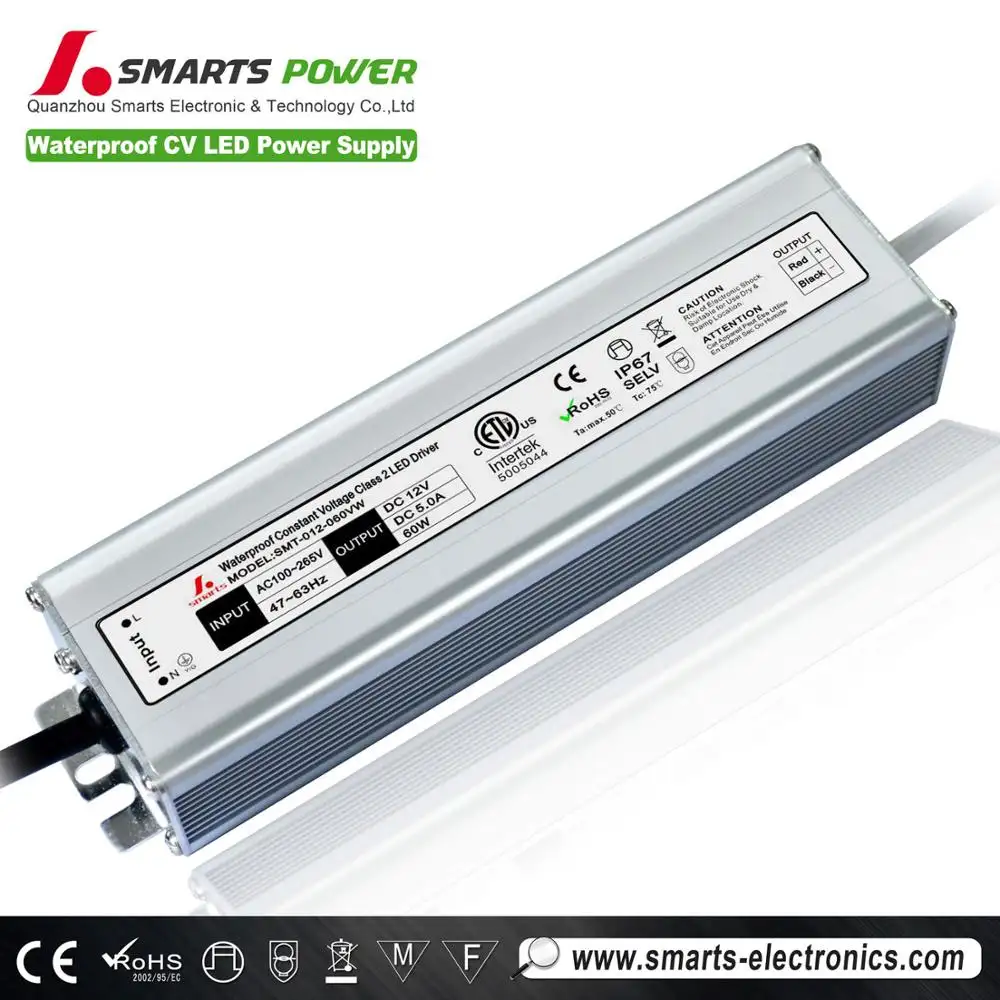 SMARTS 전원 IP67 정 전압 12v CV ETL 방수 led 조명 전원 공급 장치 20w 30w 36w 48w 60w