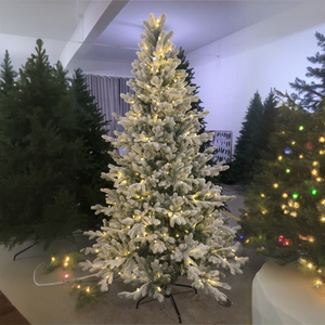 Tốt nhất người bán pre-lit đổ xô tuyết PE PVC mix cây giáng sinh với ấm trắng đèn LED - Product Image 1