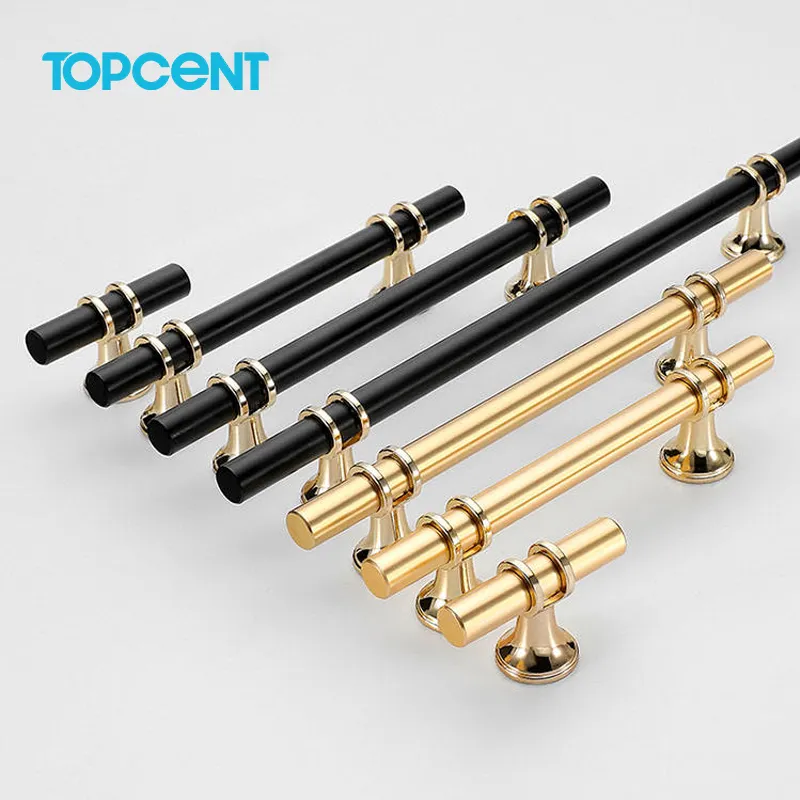 TOPCENT Gold Handle Modern Simple Styles Pull Cabinet Handle Black guardaroba maniglie dell'armadio da cucina