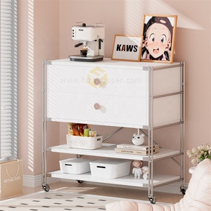 Tối giản Modular lưu trữ Kệ tủ kim loại gỗ sideboard Bàn Cạnh Giường ngủ với ngăn kéo - Product Image 4