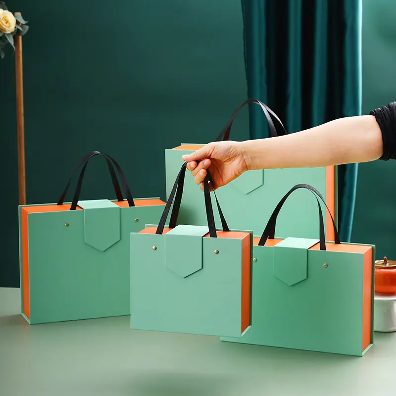 Benutzer definierte Logo starre Box Verpackung Geschenk box für kleine Unternehmen Magnetic mit Griff