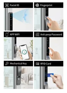IP66 TUYA impermeabile Smart Lock porta scorrevole Video citofono 3D volto riconoscimento delle impronte digitali RFID carta codice chiave serratura porta - Product Image 5