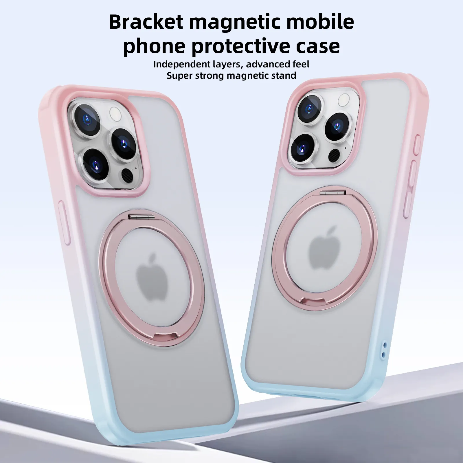 Manyetik iPhone için kılıf 15 Pro tam vücut koruyucu kılıf 360 döner stant güçlü Magnnetic ile