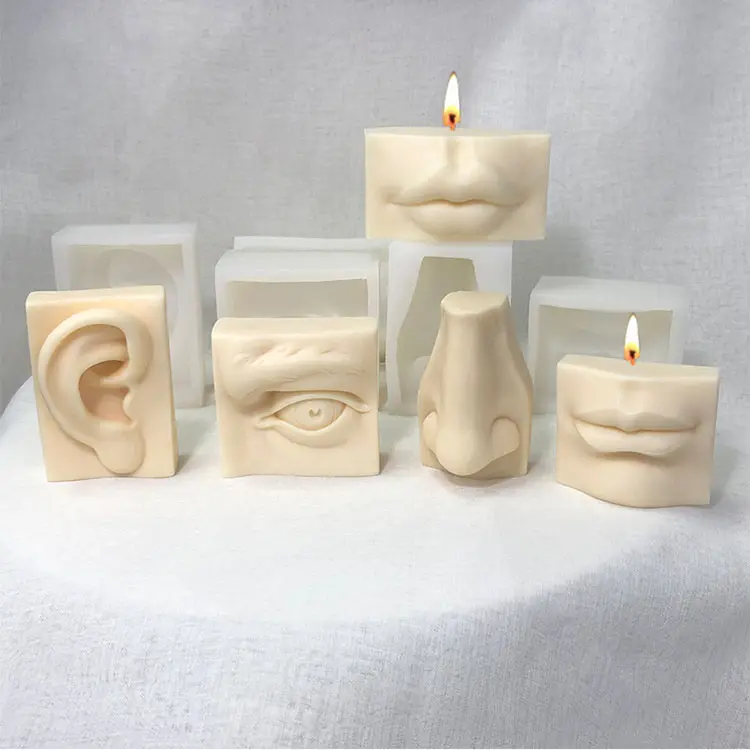 Eyes Nose Ears Lip Candle Silicone Mold for Handmade Desktop Decoration Gypsum Epoxy Resin Aromatherapy Candle Silicone Mould