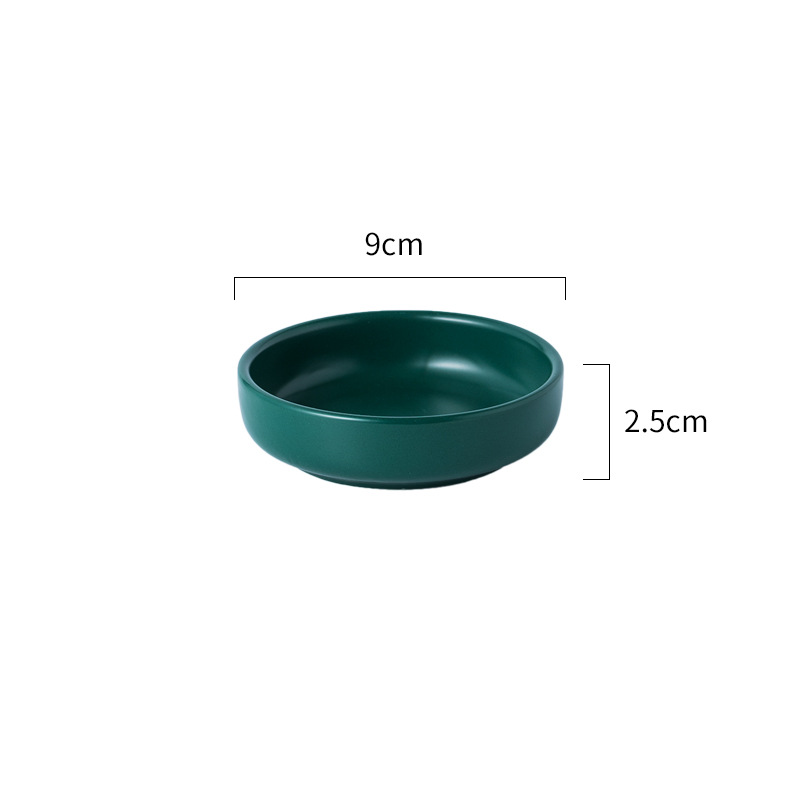 Small round han-style dish-ink green