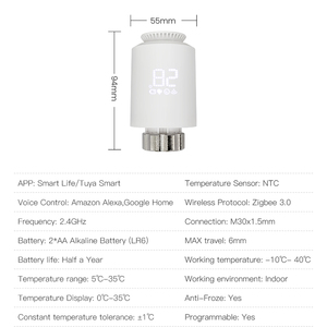 Avatto Tuya Smart Zigbee3.0 Trv termostato controlador de temperatura de calefacción de suelo Válvula de radiador termostática inteligente Digital - Product Image 5