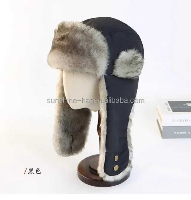 Buona qualità da uomo russo Ushanka Trooper Trapper Aviator Bomber cappello foderato di pelliccia berretto invernale