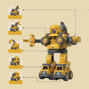 ชุดตัวต่อ5 In 1,รถก่อสร้างรถวิศวกรรมรถแรงเสียดทาน DIY หุ่นยนต์แปลงร่าง - Product Image 5