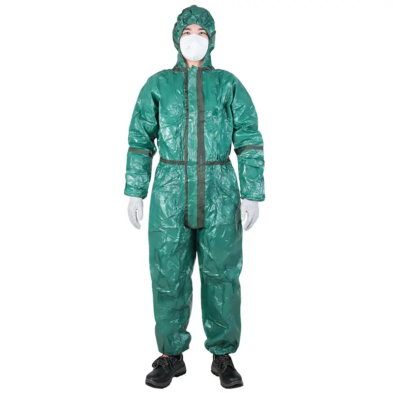 Durable Type3 Green Anti Static Chemical Splashes Resistant Protective Coverall