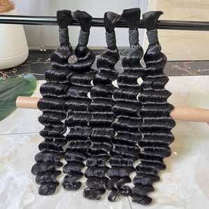 Islak ve dalgalı Boho örgüler insan saçı derin dalga toplu hiçbir atkı 100% işlenmemiş hint kıvırcık Remy örgü için toplu saç uzatma - Product Image 1