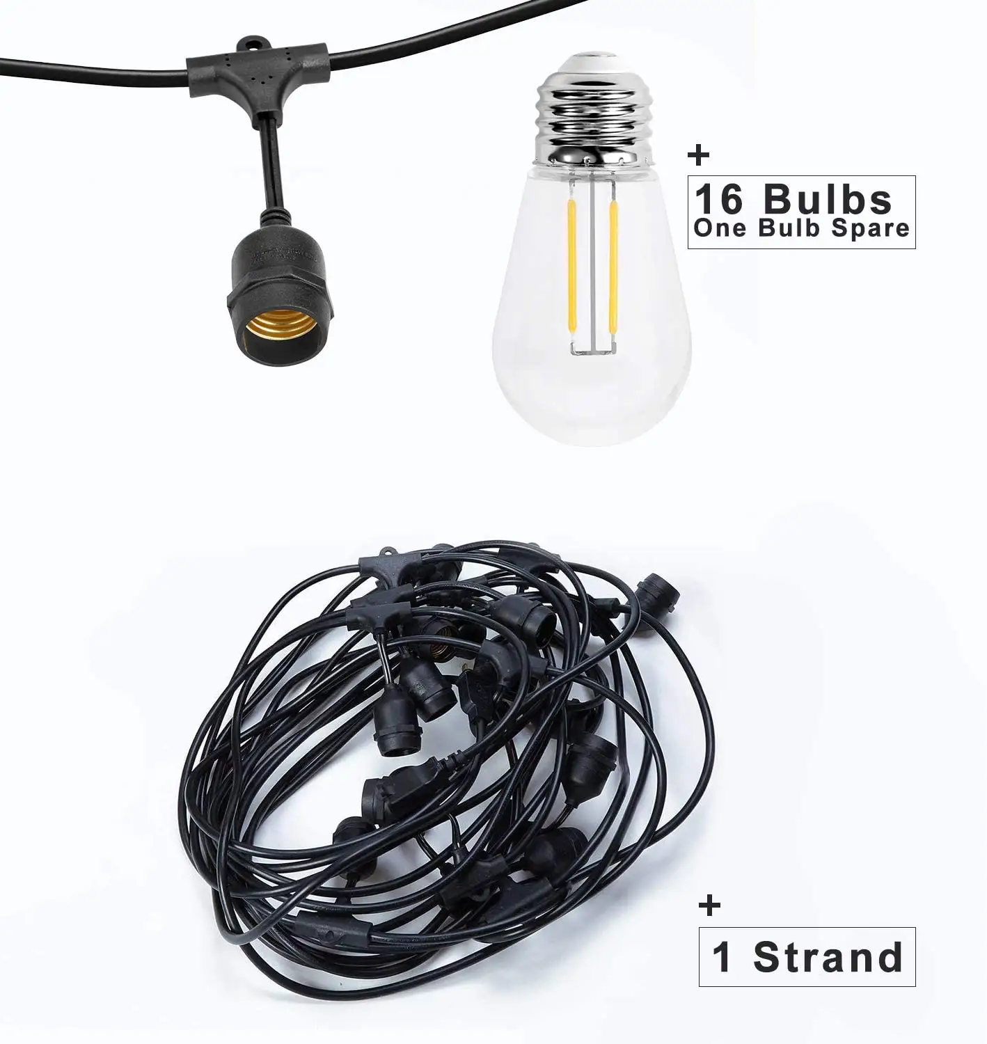 Guirlande lumineuse LED vintage de 12 m, connexion pratique, bonne qualité, éclairage de cérémonie, globe de patio, éclairage extérieur avec 24 x e26