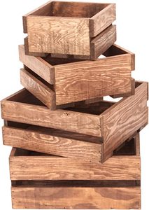 Set di 4 casse portaoggetti in legno contenitori organizer per nidificazione con manico - Product Image 2