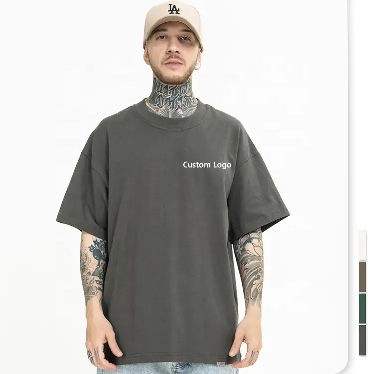 Camiseta personalizada para hombre, camisa clásica de color gris sólido y blanco, camiseta de gran tamaño