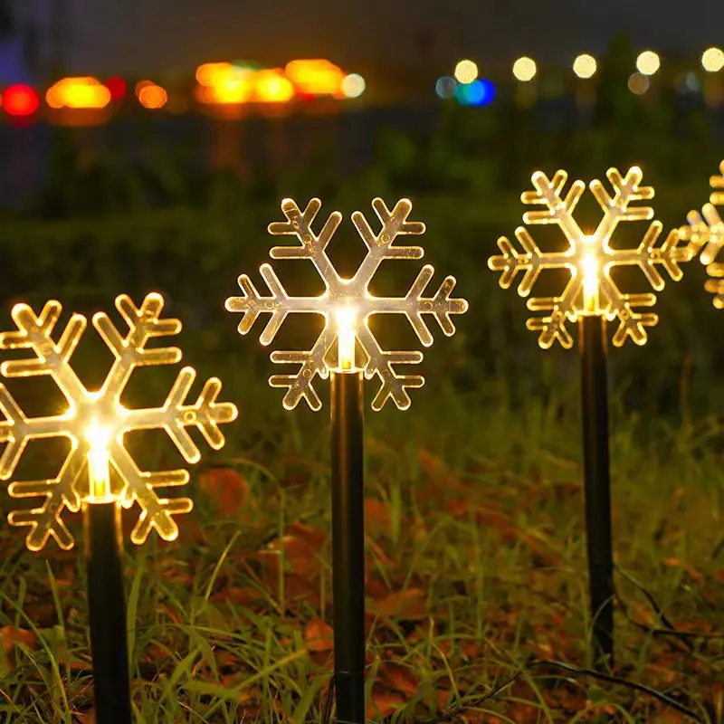 뜨거운 판매 정원 통로 야외 마당 장식 태양 방수 Led 눈송이 스타 잔디 빛 크리스마스 장식 조명