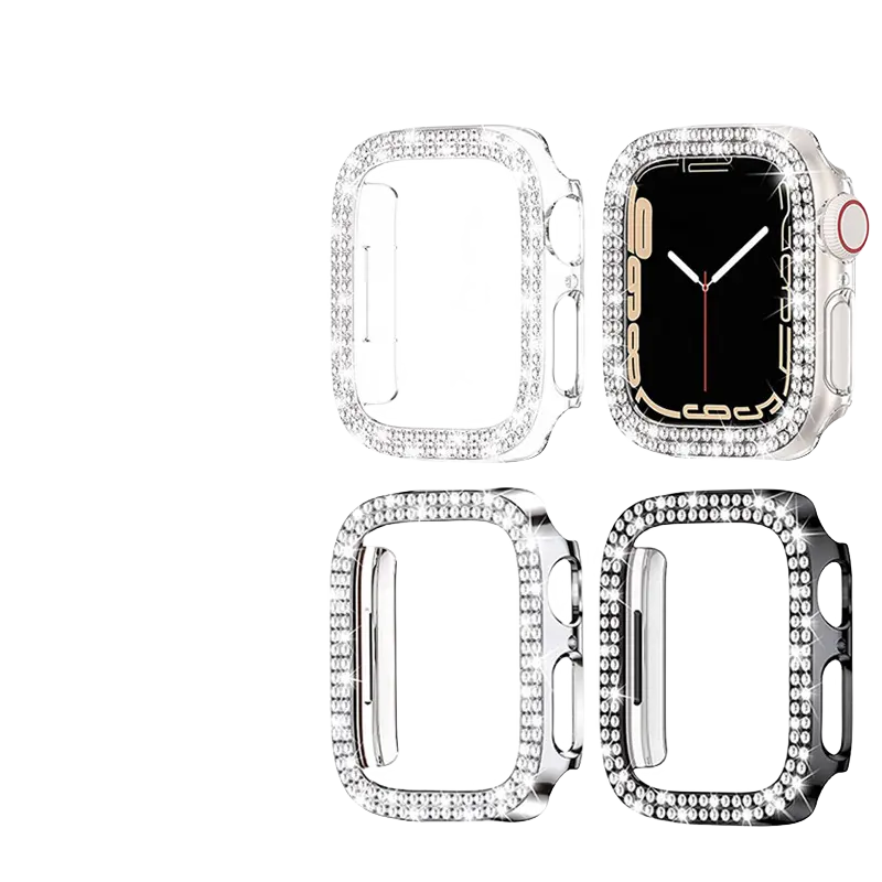 Amazon Venta caliente de pantalla completa de vidrio templado Protector a prueba de agua para Apple Watch Series 9/8/7 SE2/SE/6/5/4 con diamante