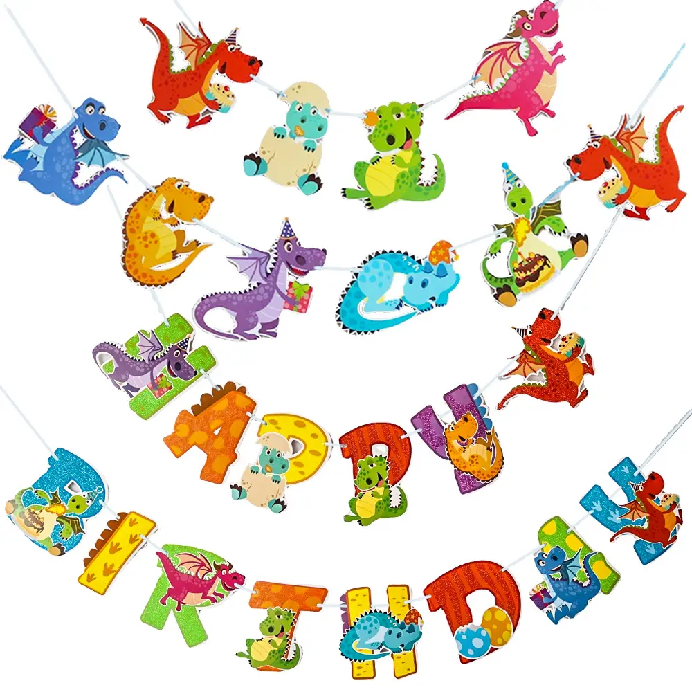 Fournitures de décoration de fête de dinosaures pour enfants avec bannière joyeux anniversaire et bannière de dinosaures décorations de dinosaures pour garçons et filles