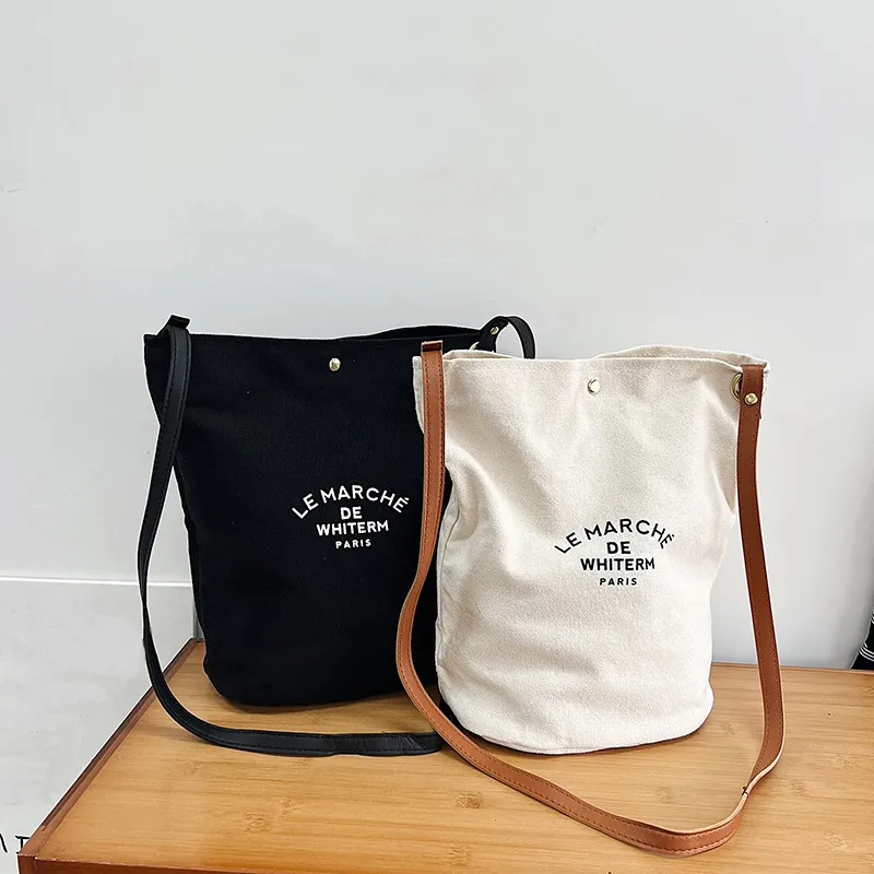 Wholesale Customized Print Logo Messenger Shopping Bag High-capacity Multifunctional Reusable Cotton Canvas Tote Bag