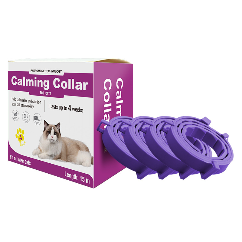 Purple calming collars, 4-pack, cat style, 38cm