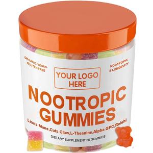 OEM Label pribadi nooashtropic wagandha kapsul Gummies suplemen penguat otak Vegan Nootropic Gummies meningkatkan kecerdasan - Product Image 1