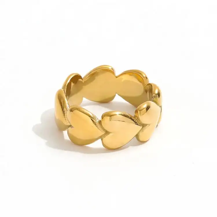 Joolim Jewelry ขายส่ง18K Gold Plated Heart Shape แหวนสแตนเลสสำหรับผู้หญิง Dainty แหวน