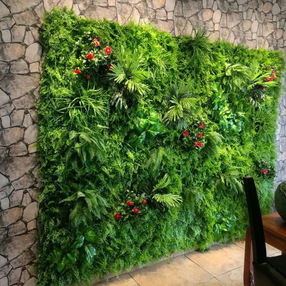 Plastic Hanging Vertical Grass Hybrid Design Mixing Artificial Grassess Plant Wall For Decoration