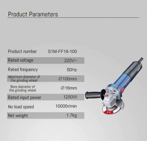 东城1250W电动角磨机100毫米盘工业用带过载断电保护 - Product Image 2