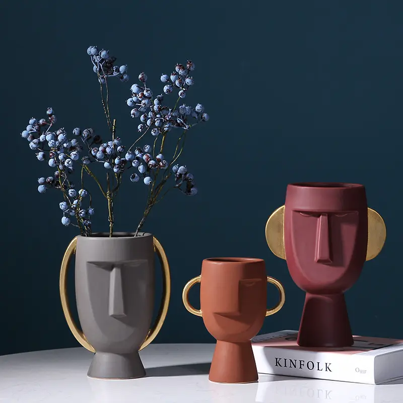 Vaso opaco per il viso creativo vaso moderno in ceramica per la decorazione della casa