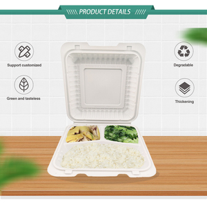 使い捨て容器3室生分解性コーンスターチランチボックスプラスチックふた付きレストランテイクアウトお弁当スタイル - Product Image 3