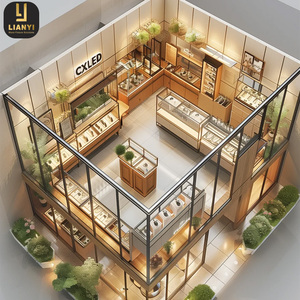 Juwelier geschäft Pop-up-Display Benutzer definierte Glas Holz Sockel Schrank abschließbare Vitrine Schmuck Vitrine Display mit LED-Licht - Product Image 1