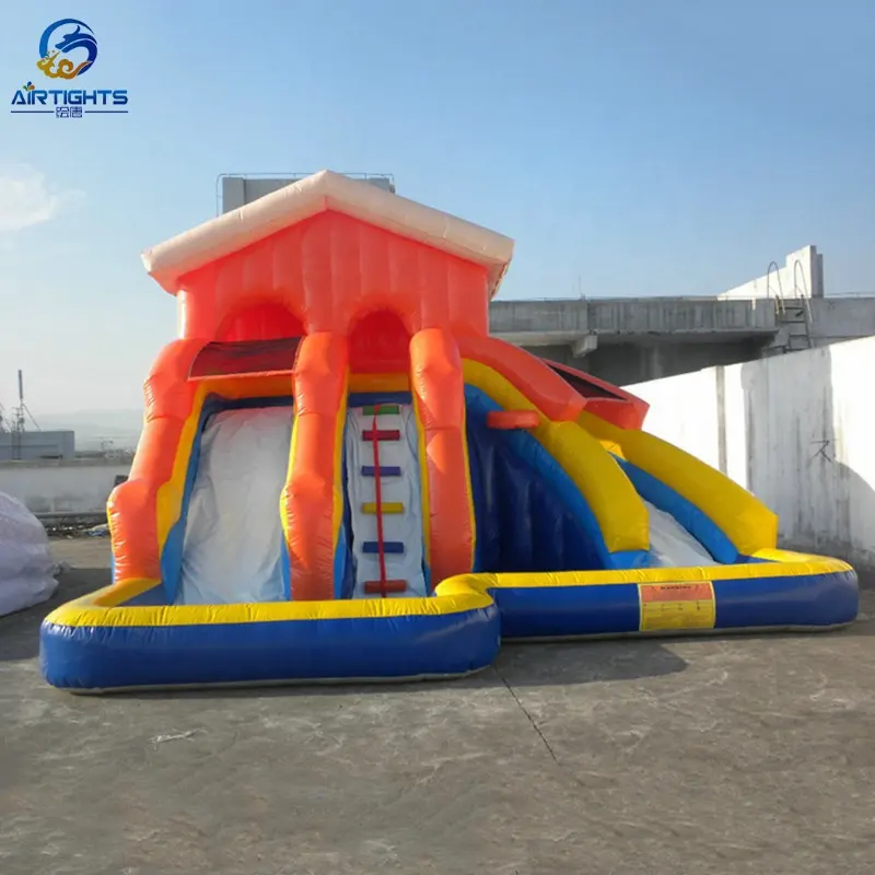 Playground ao ar livre crianças brinquedo comercial durável inflável diversão água desliza com piscina