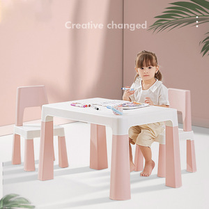 新しいデザインの多機能キッズテーブルと椅子荷重付きプラスチック子供研究テーブルと椅子セット - Product Image 3