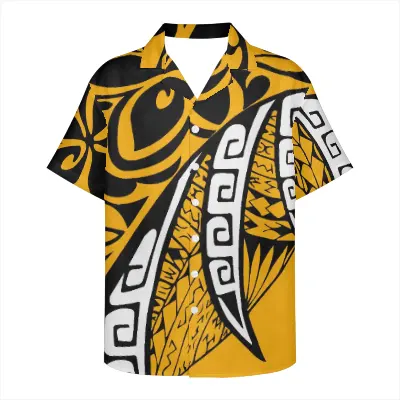 Quanzhou-camisas de Hip Hop con botones personalizados, camisa con diseño Tribal de Elei polinesiano, precio al por mayor