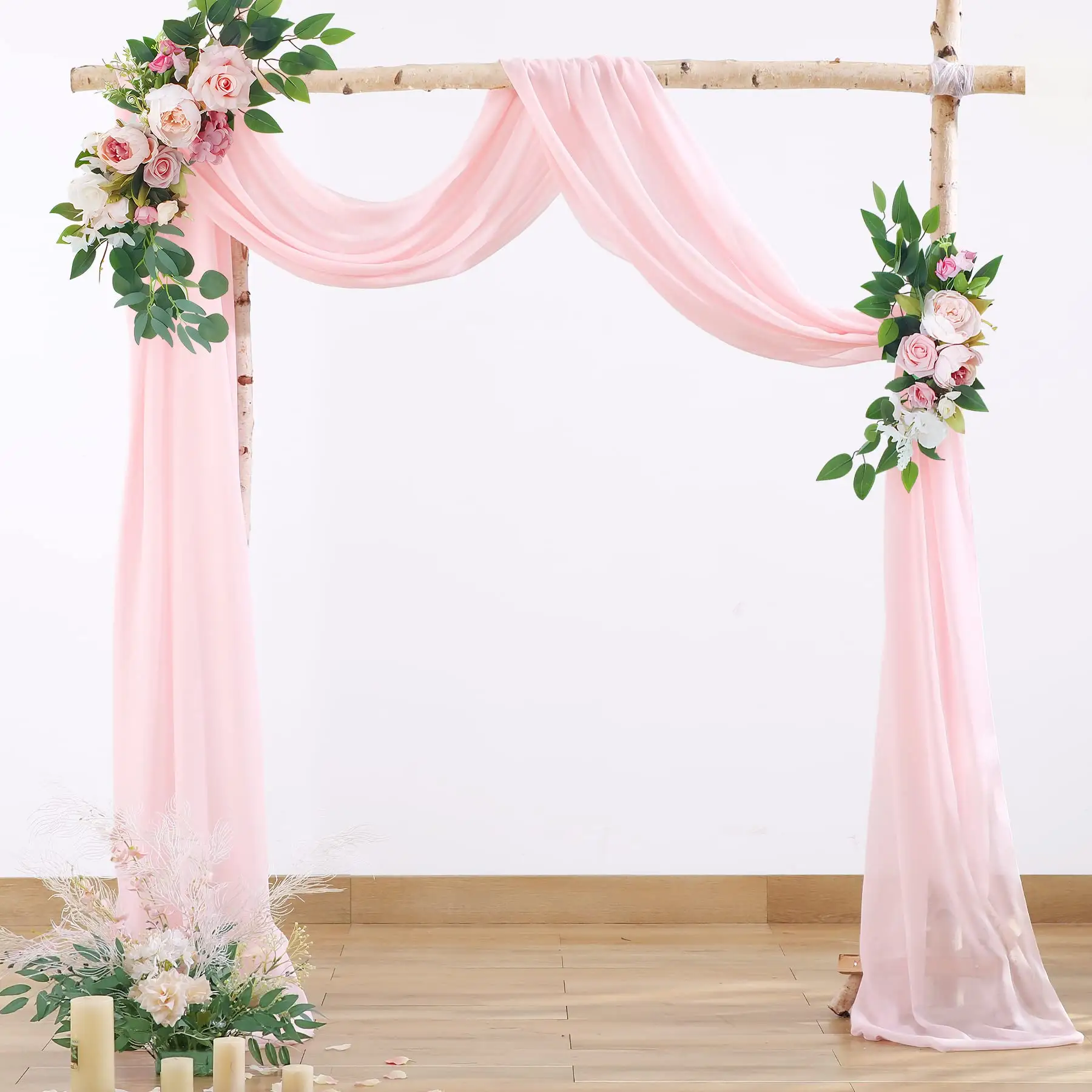 Wholesale 20 ft Polyester White Chiffon Fabric for Curtains Pipe And Drape With Rod Pockets Drapes For Wedding Decoration