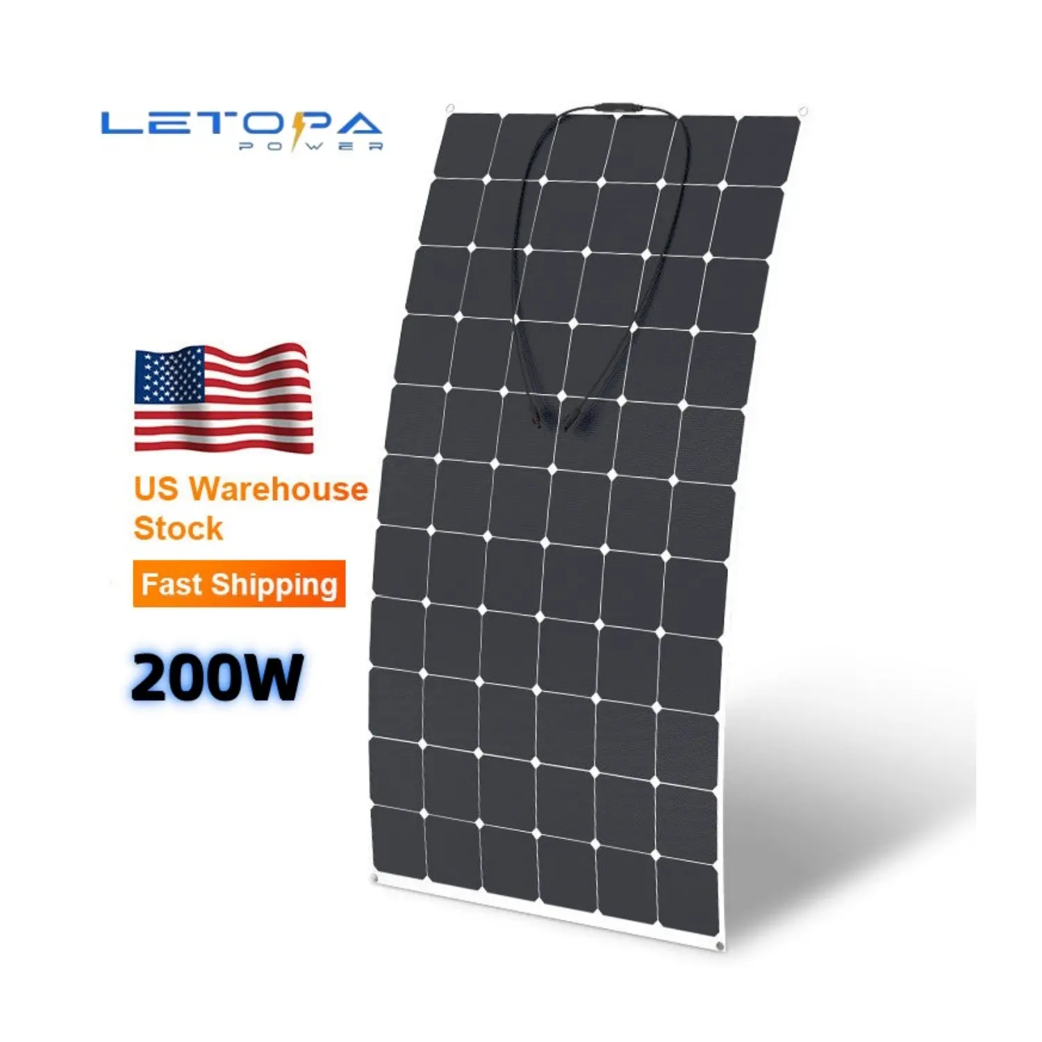 LETOPA Fast delivery US warehouse Wholesale Sunpower Solar Panel Flexible 200w Monocrystalline Flexible Solar Panel
