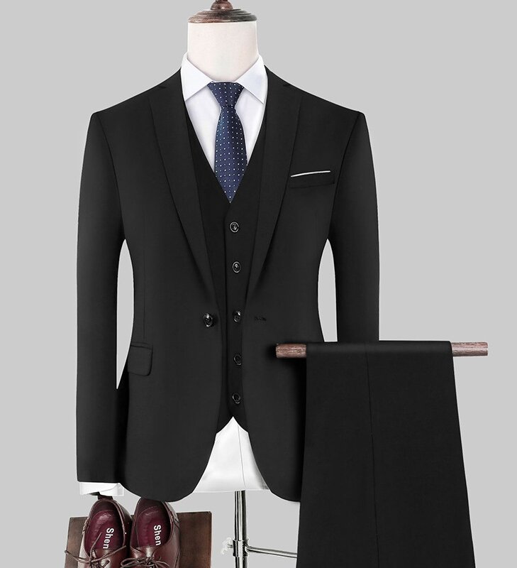 1 boucle veste noire gilet pantalon chemise