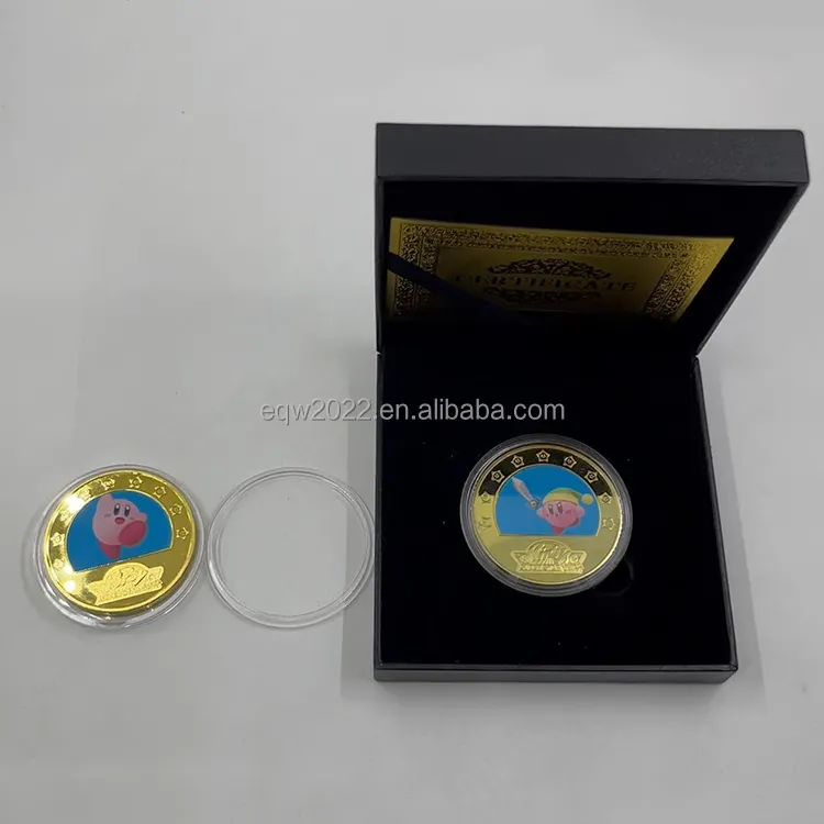 Popular Metal Craft 30th Anniversary Japan Anime Game Kirby Character 24k Gold Plated Coin